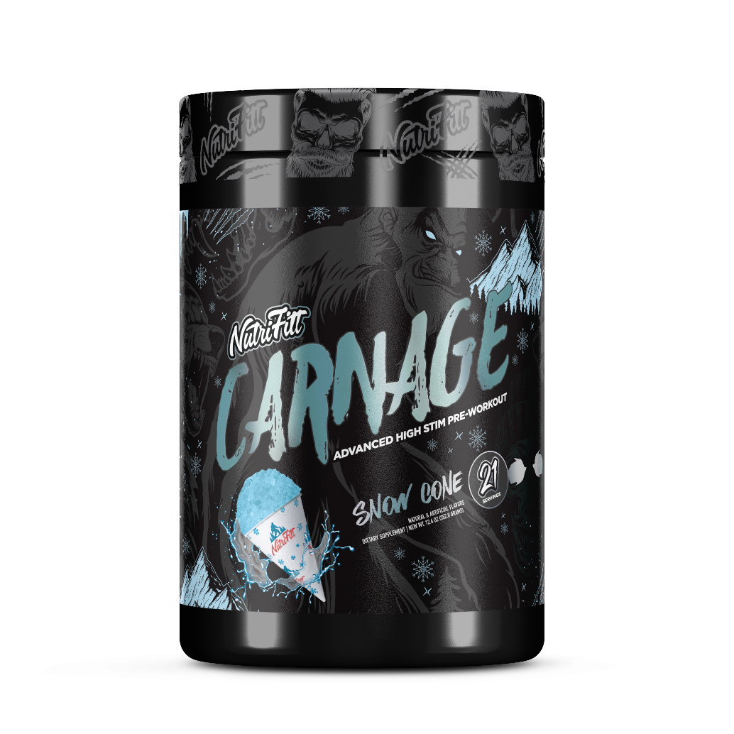 nutrifitt carnage advanced high stim pre workout snow cone flavor