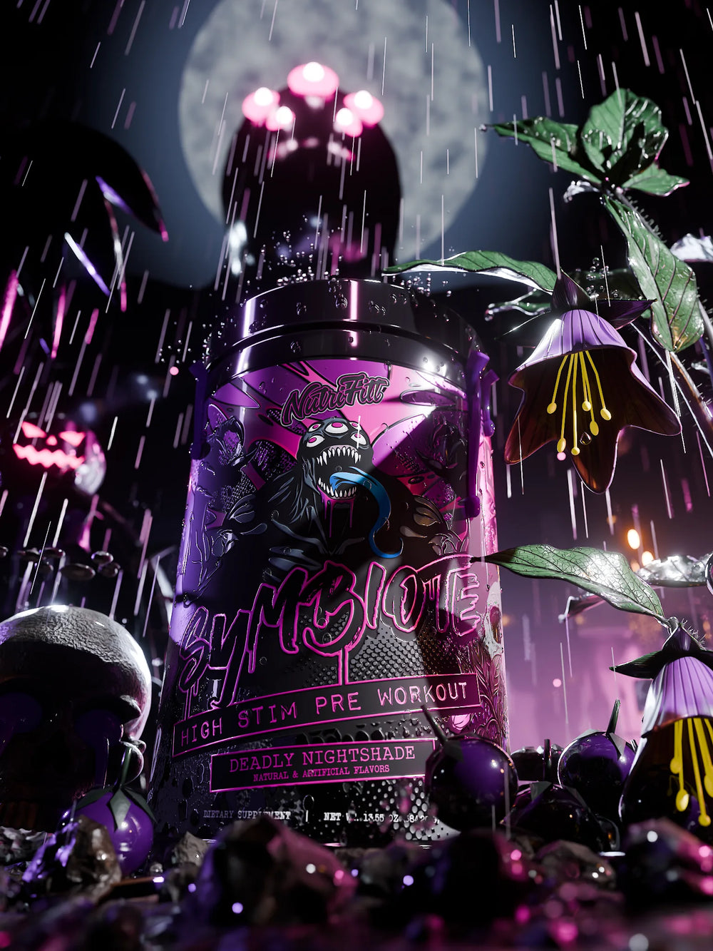 Symbiote Deadly Nightshade in a graveyard under a full moon