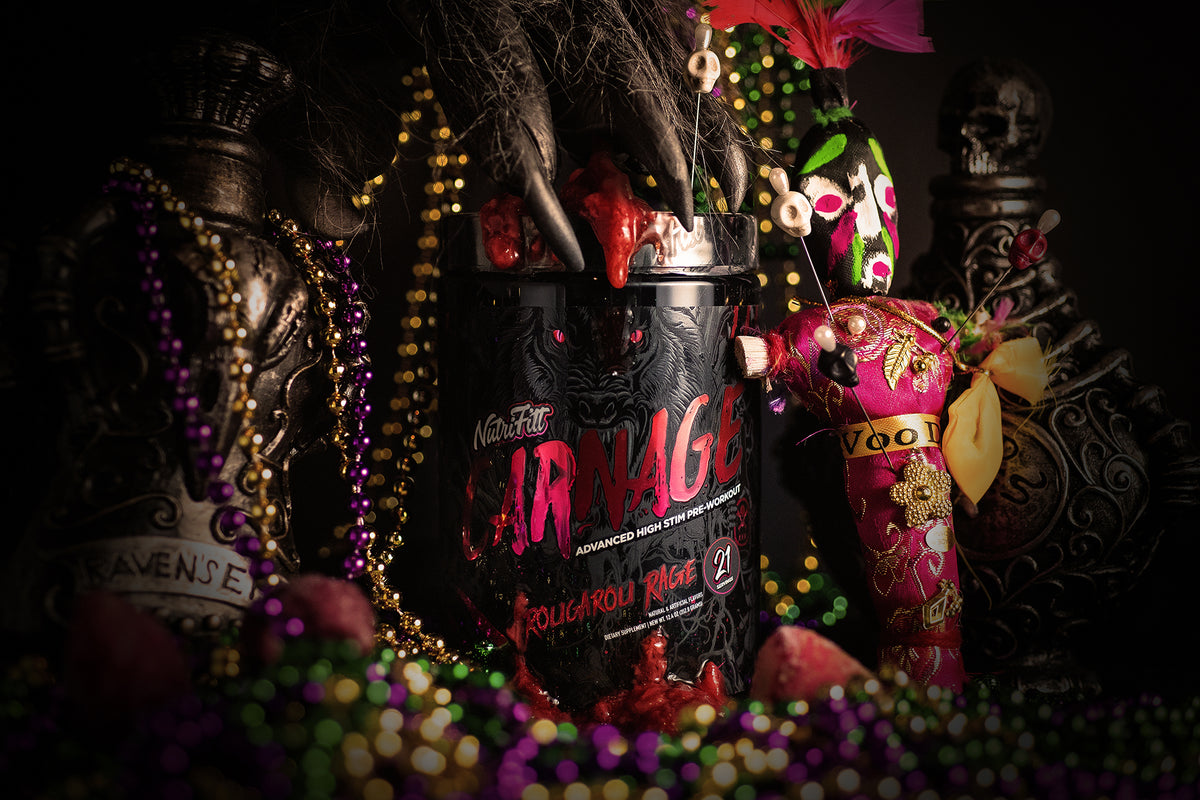 Carnage Rougarou Rage pre-workout. Shop Carnage.
