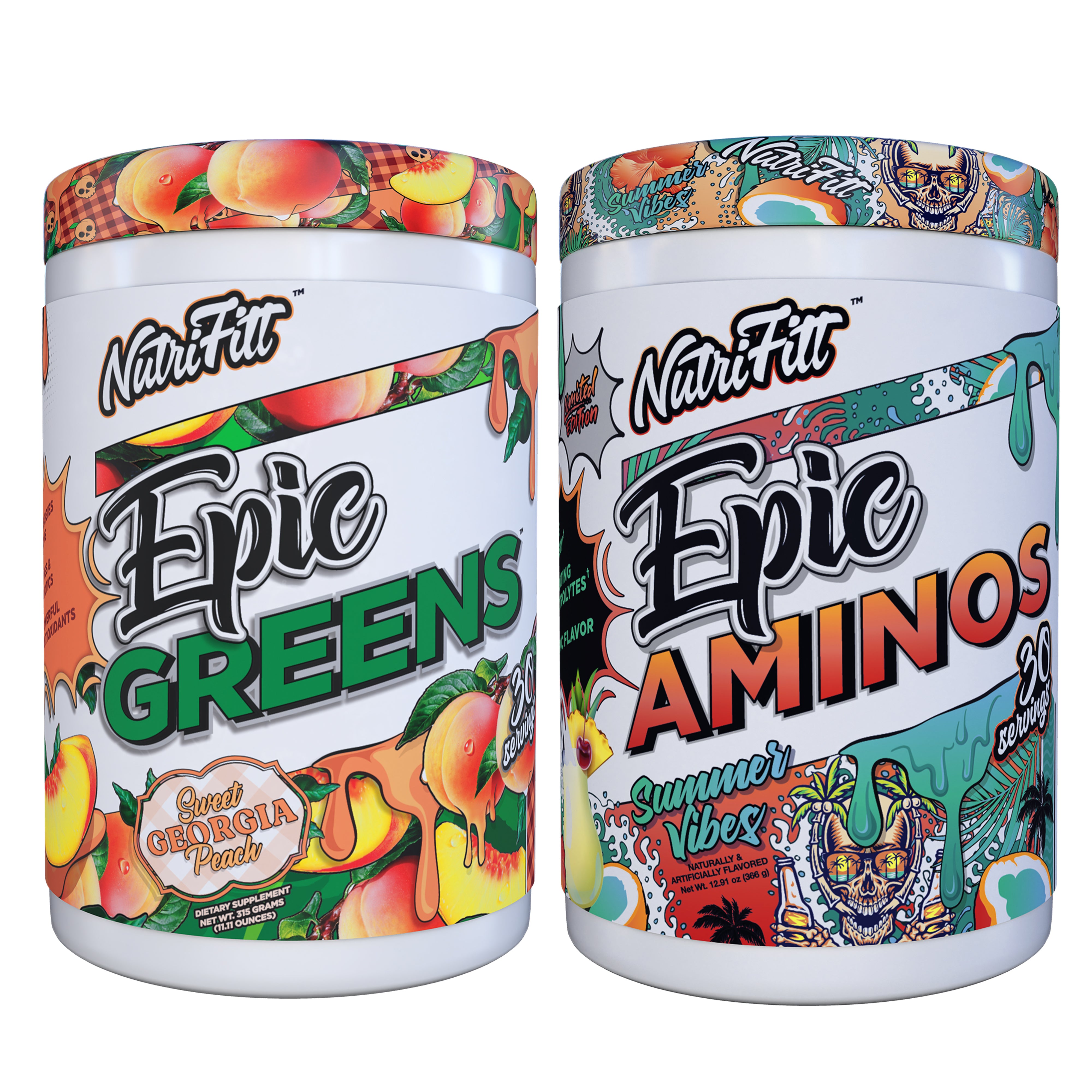 nutrifitt epic greens sweet georgia peach and epic aminos summer vibes